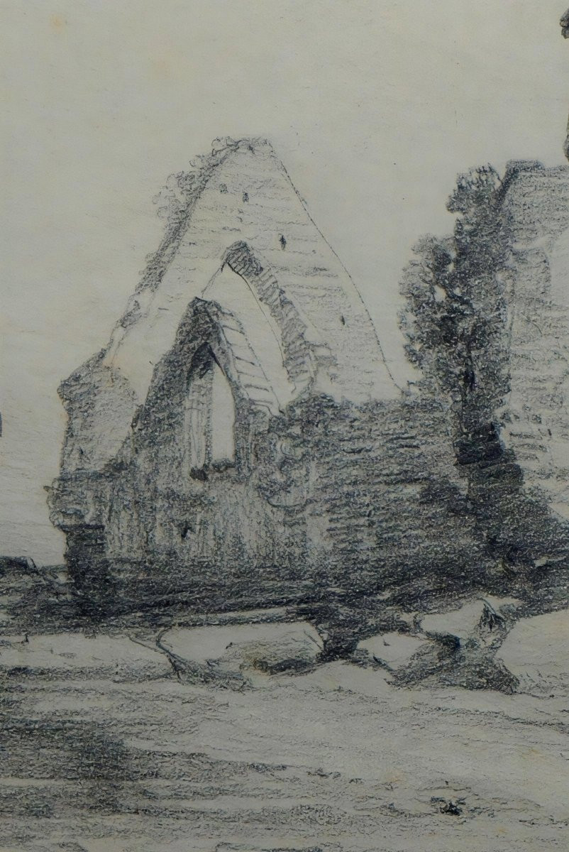 Jules Noël (1810-1881) / Seaside At The Old Church / Drawing-photo-3
