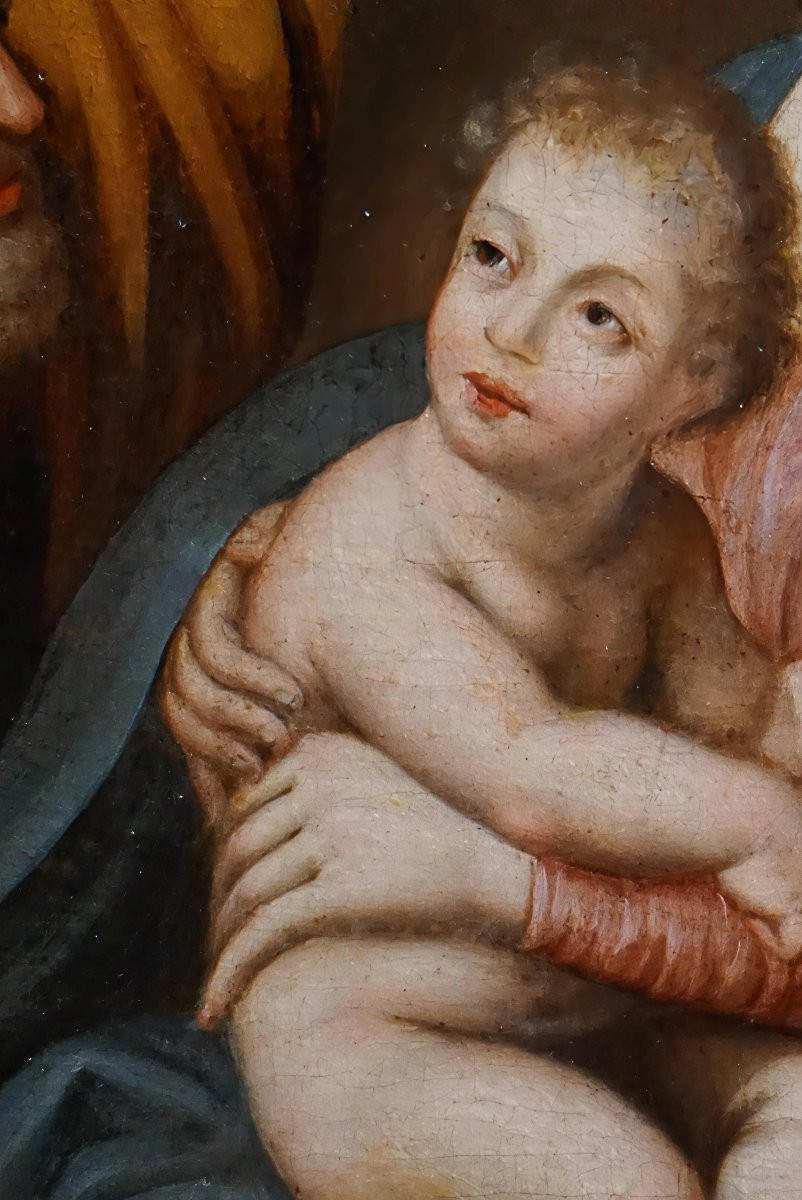 French School, 18th Century, The Holy Family, Oil On Canvas-photo-3