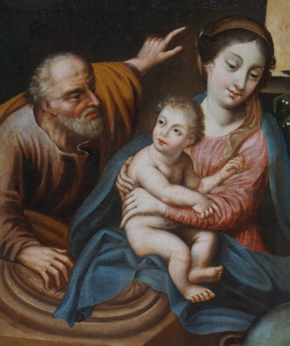French School, 18th Century, The Holy Family, Oil On Canvas-photo-4