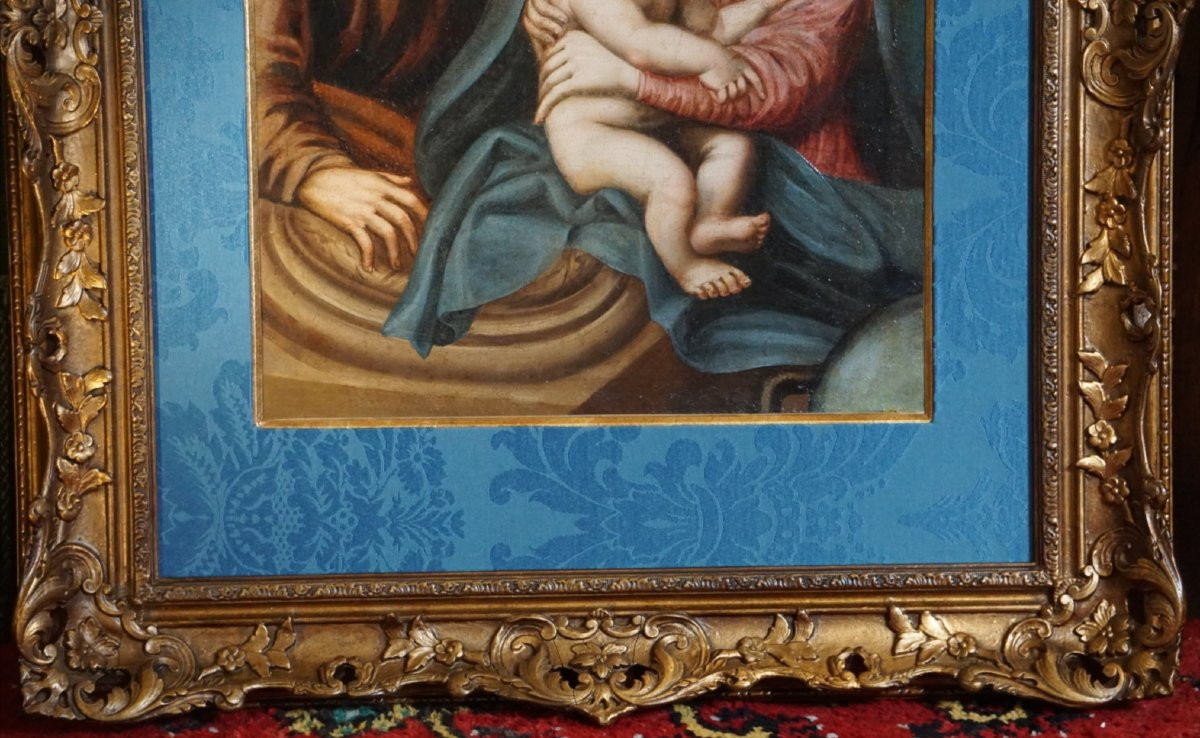 French School, 18th Century, The Holy Family, Oil On Canvas-photo-1