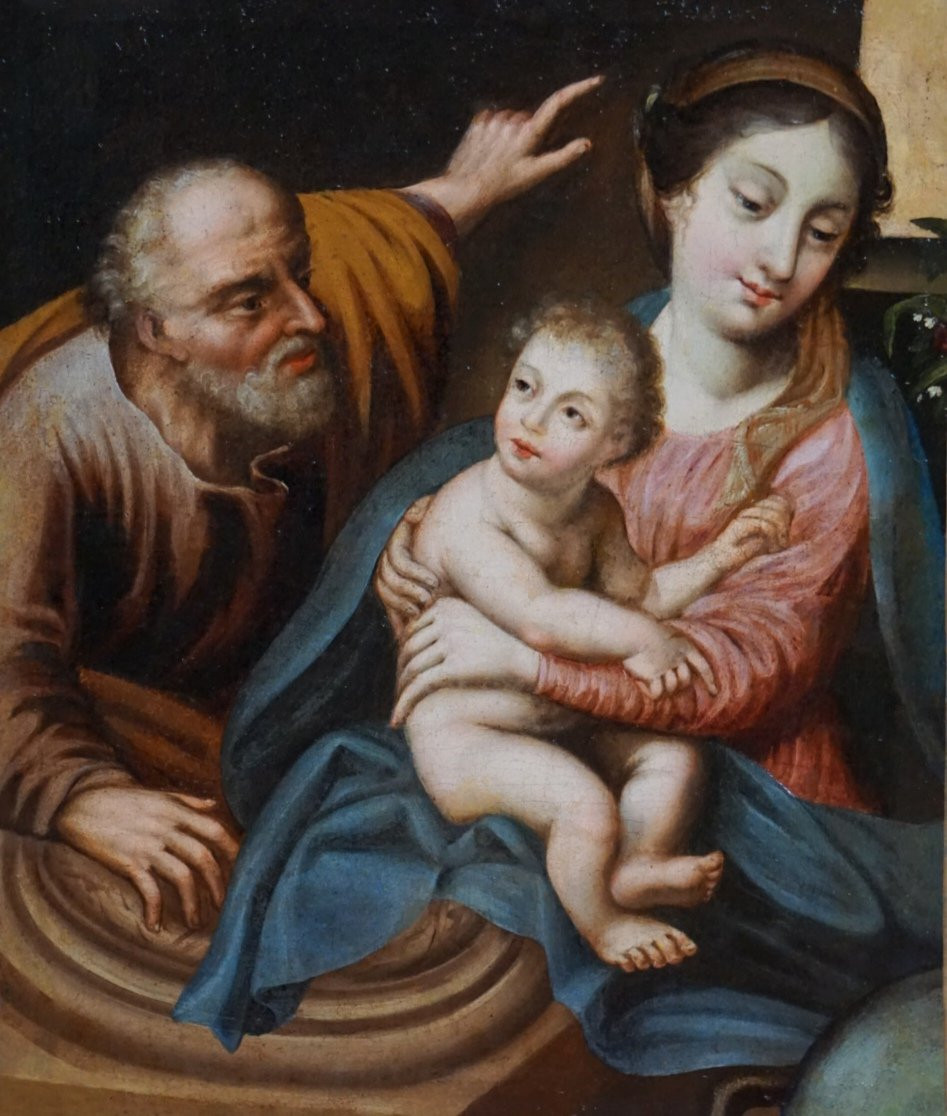 French School, 18th Century, The Holy Family, Oil On Canvas-photo-4
