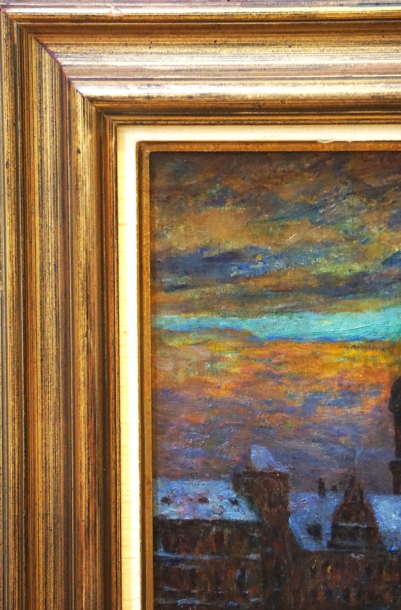 PAUL von SCHLIPPENBACH  / DRESDE au crépuscule / 1903 / DRESDEN IM ABENDROT UNTER SCHNEE-photo-6