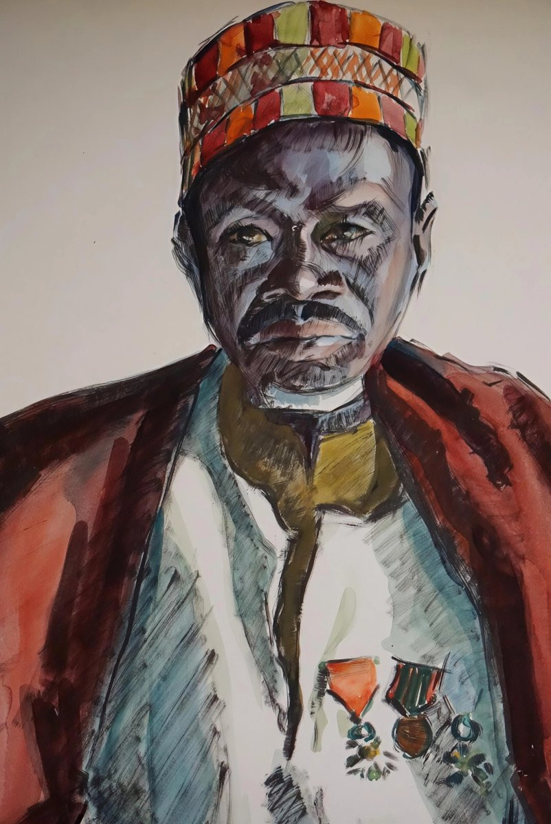 SULTAN KASSER à FORT-LAMY (Tchad) / DATÉE 1951 / GUSTAVE HERVIGO (1896–1993) /  Aquarelle -photo-2