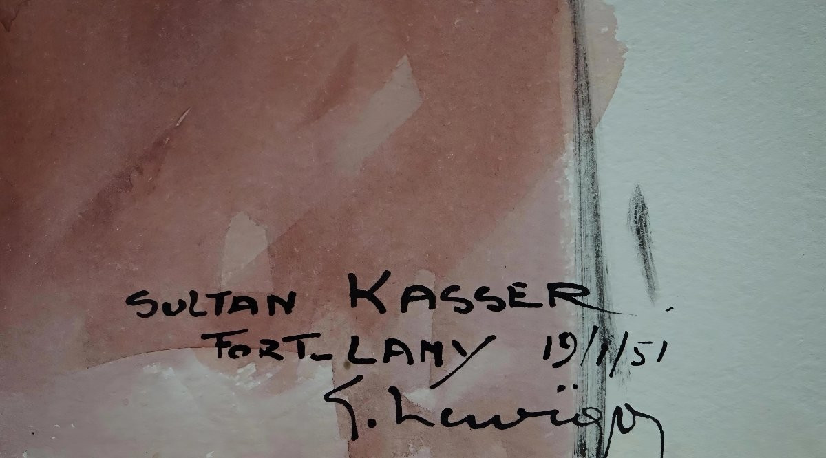 SULTAN KASSER à FORT-LAMY (Tchad) / DATÉE 1951 / GUSTAVE HERVIGO (1896–1993) /  Aquarelle -photo-2