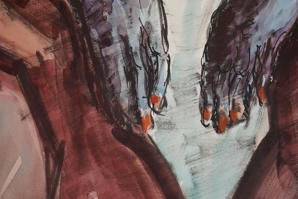 SULTAN KASSER à FORT-LAMY (Tchad) / DATÉE 1951 / GUSTAVE HERVIGO (1896–1993) /  Aquarelle -photo-3