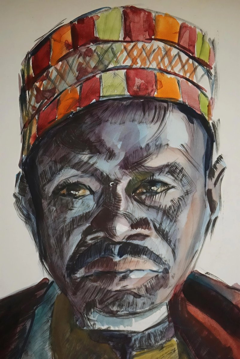 SULTAN KASSER à FORT-LAMY (Tchad) / DATÉE 1951 / GUSTAVE HERVIGO (1896–1993) /  Aquarelle -photo-4