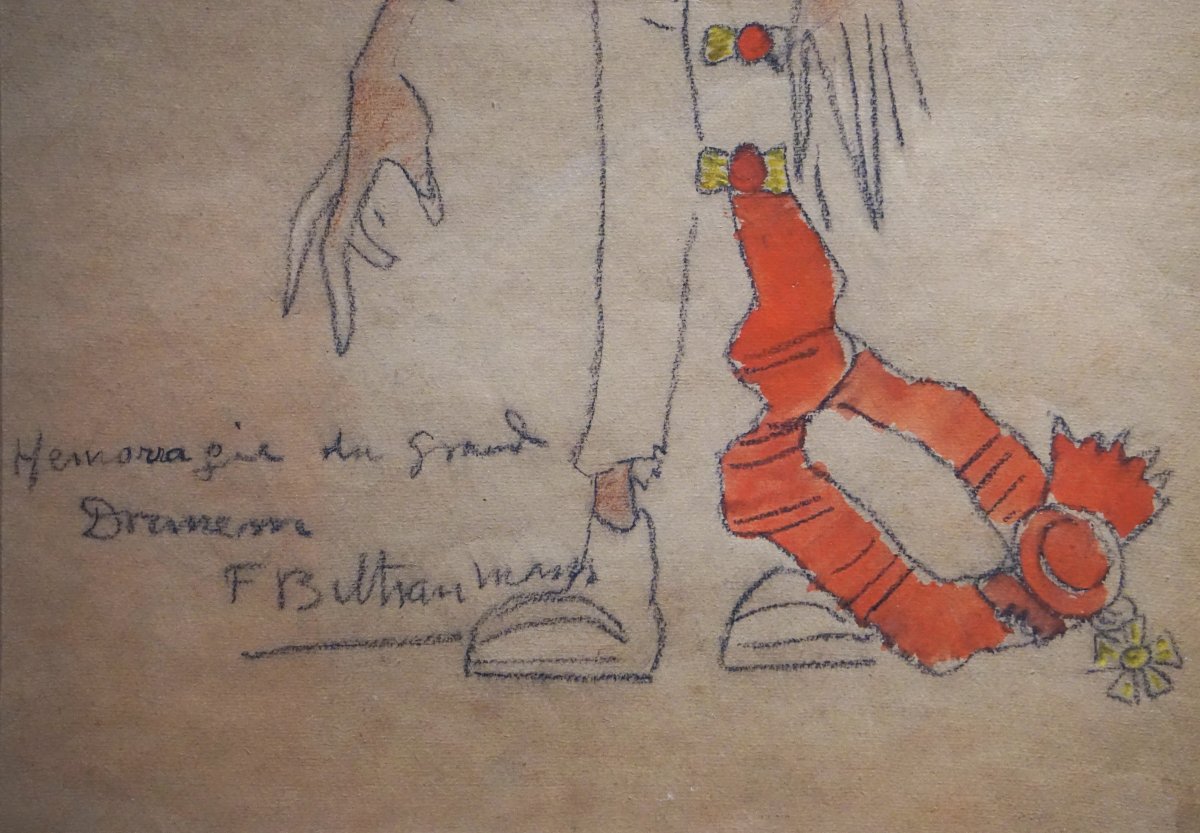 Federico Beltran Masses (1885–1949) / Caricature Of The Singer Dranem Circa 1920 / Drawing-photo-3