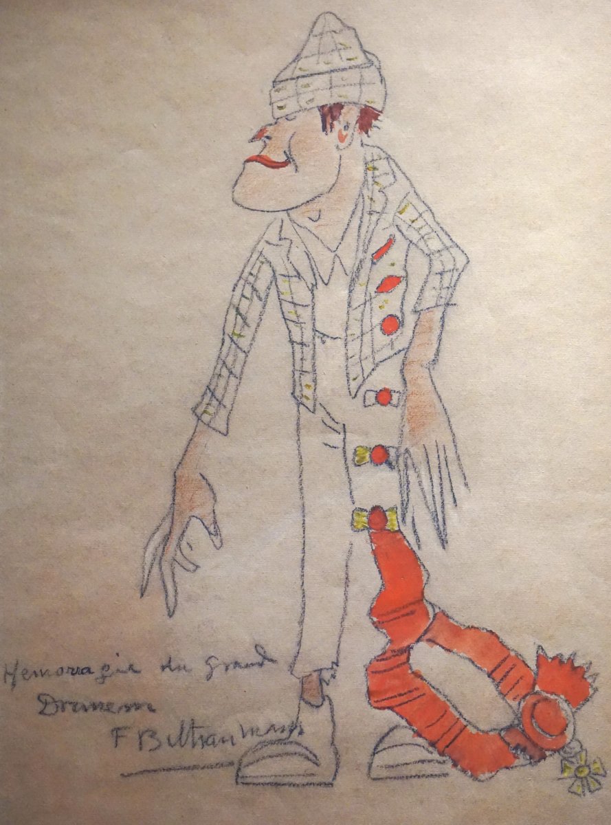 Federico Beltran Masses (1885–1949) / Caricature Of The Singer Dranem Circa 1920 / Drawing-photo-4