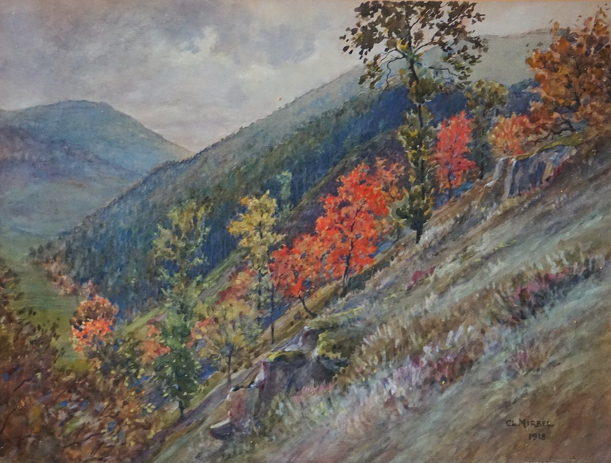 Claude Mirbel (1874) / Mountain Paysage In Autumn / Dated 1918 /-photo-2