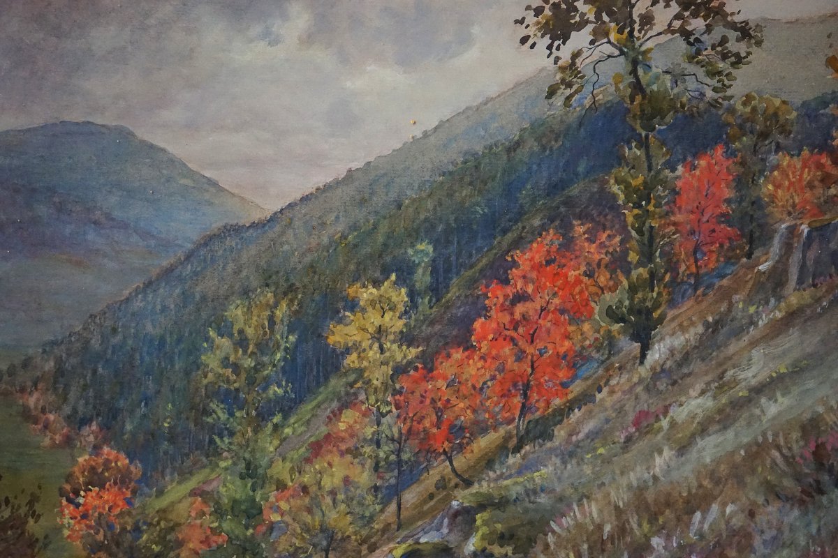 Claude Mirbel (1874) / Mountain Paysage In Autumn / Dated 1918 /-photo-3