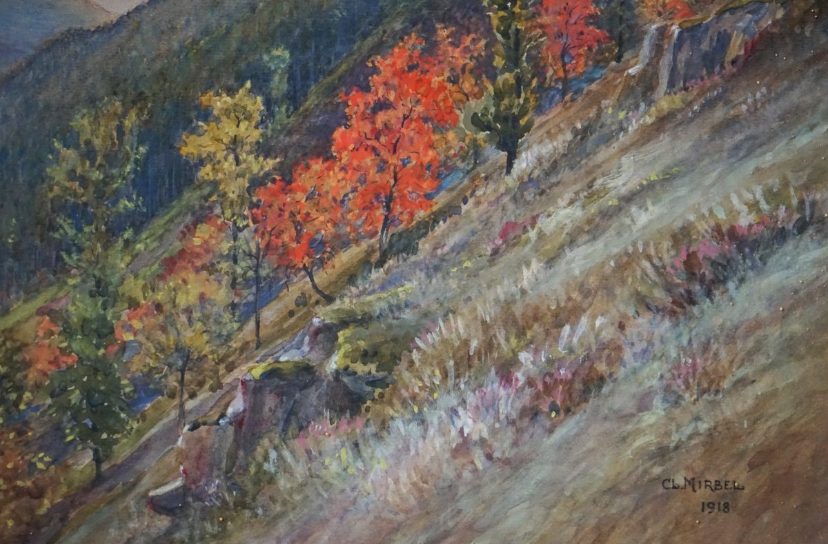 Claude Mirbel (1874) / Mountain Paysage In Autumn / Dated 1918 /-photo-4