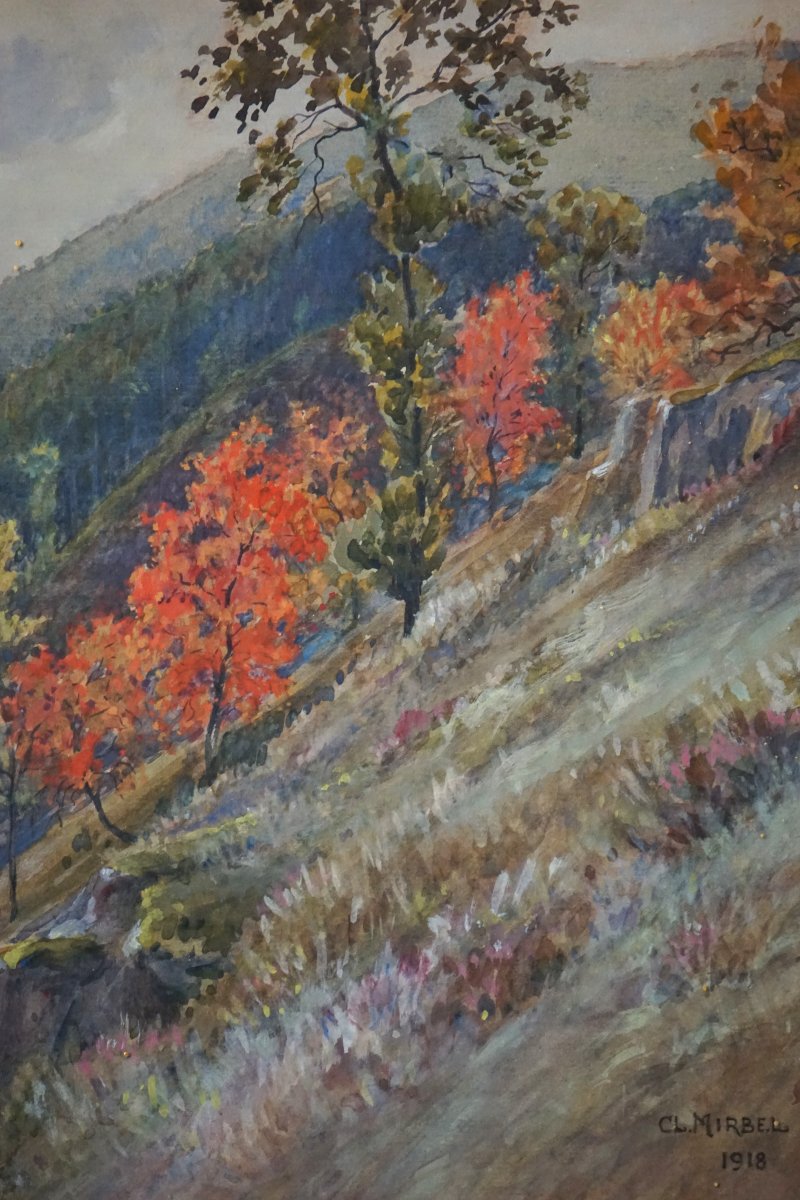 Claude Mirbel (1874) / Mountain Paysage In Autumn / Dated 1918 /-photo-3