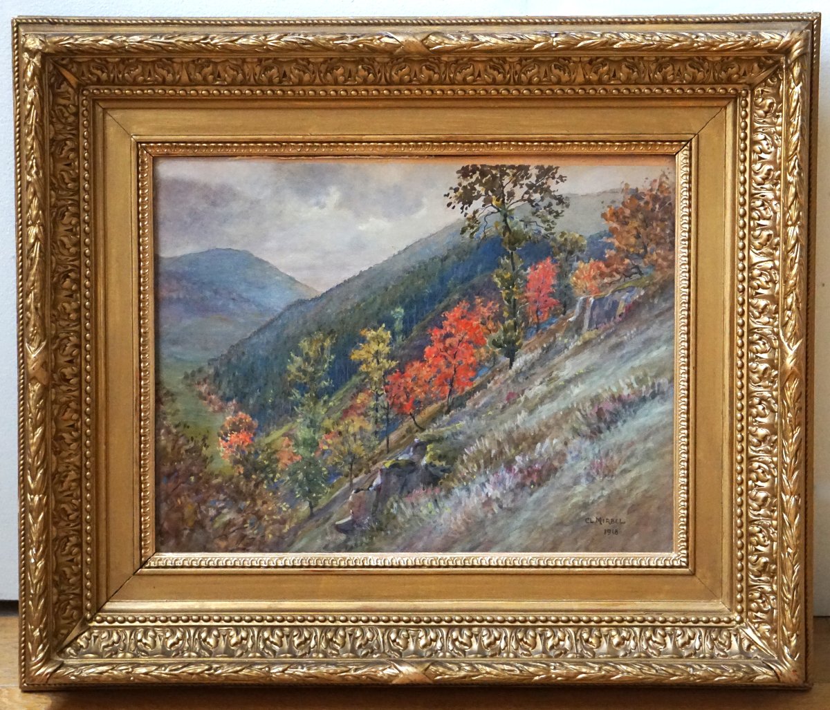 Claude Mirbel (1874) / Mountain Paysage In Autumn / Dated 1918 /-photo-5