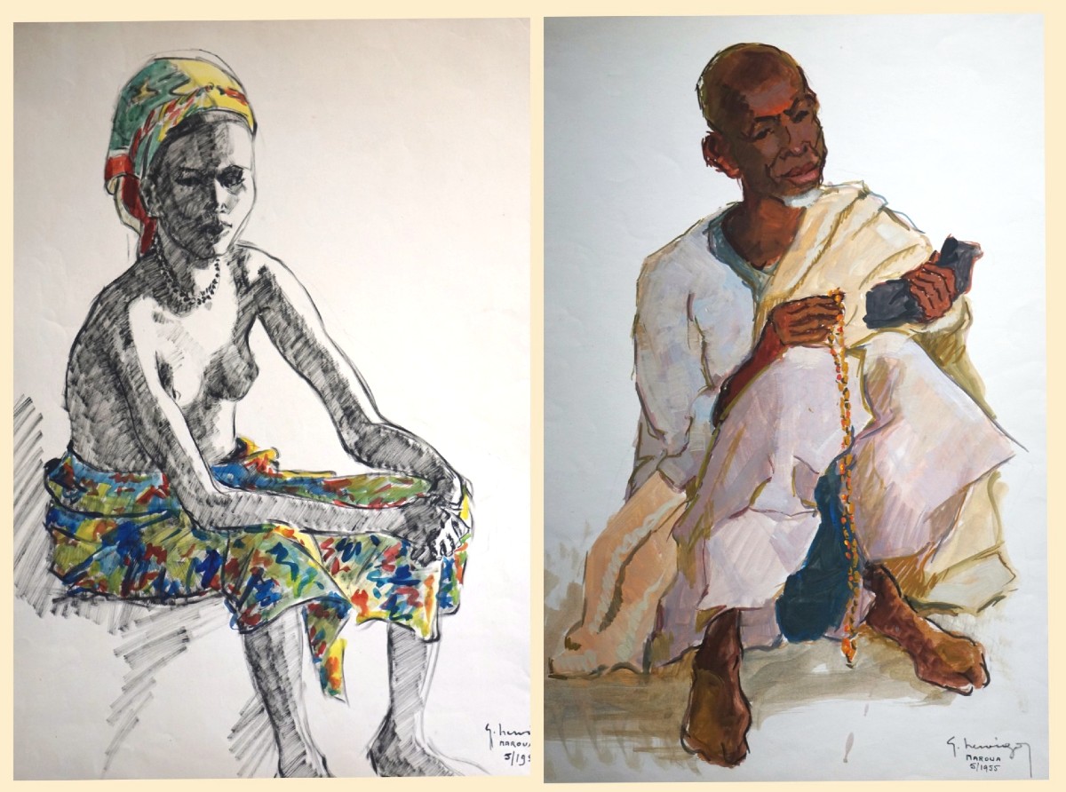 Two Foulbés Portraits / Maroua (cameroon) / Year 1955 / Gustave Hervigo (1896-1993)