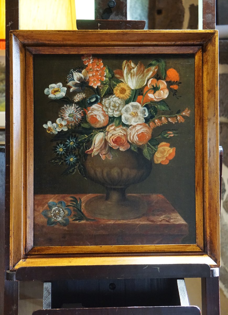 18th Century French School / Floral Composition With Baluter Vase / Oil On Canvas-photo-8