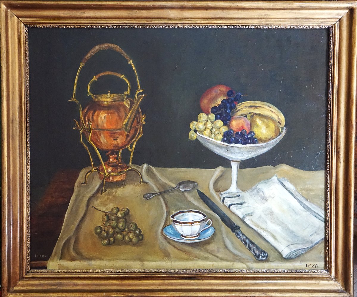 Still Life With Samovar And Fruit Basket / 1964 / Izza Baudouin Linou-photo-4