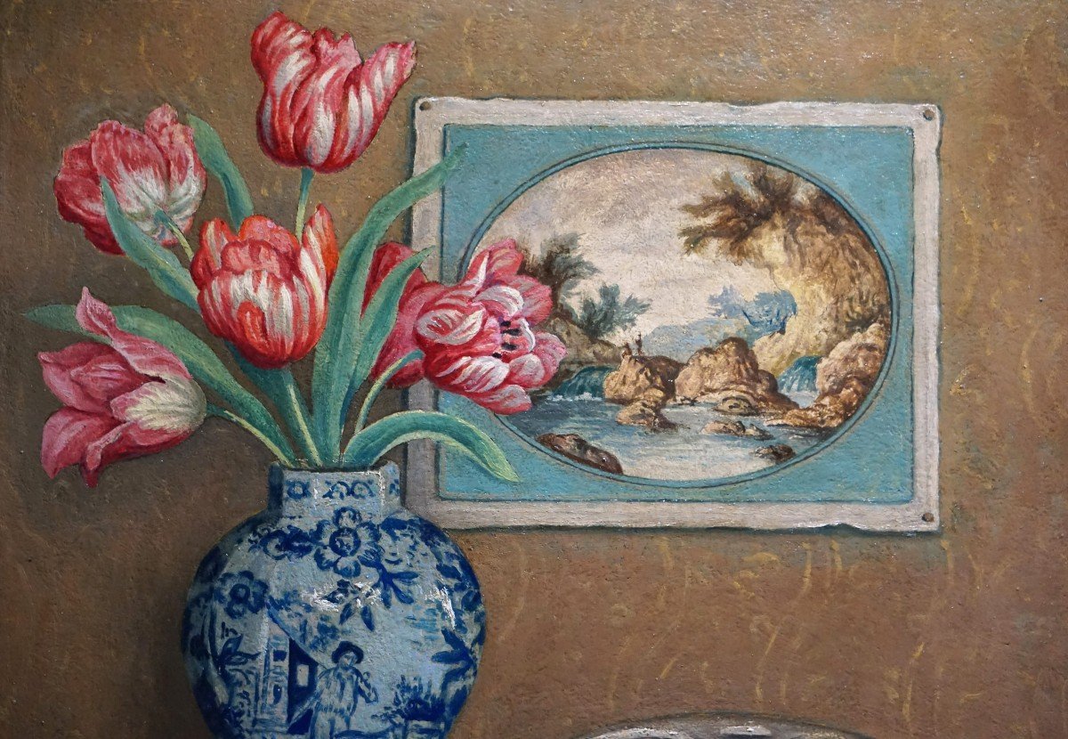 Still Life With Tulips On Entablature / François Joseph Dehaspe (1874-1959)-photo-5
