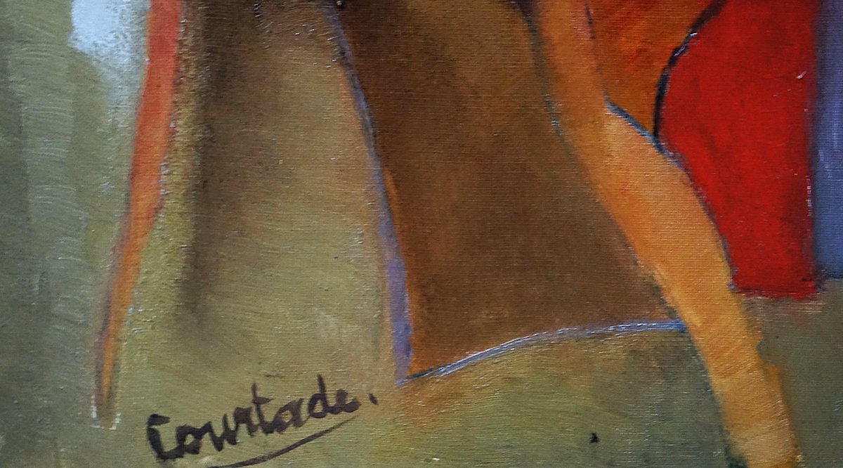 LE CHAT SUR LE FAUTEUIL / JACQUES COURTADE (1922–1994) / huile sur toile-photo-4