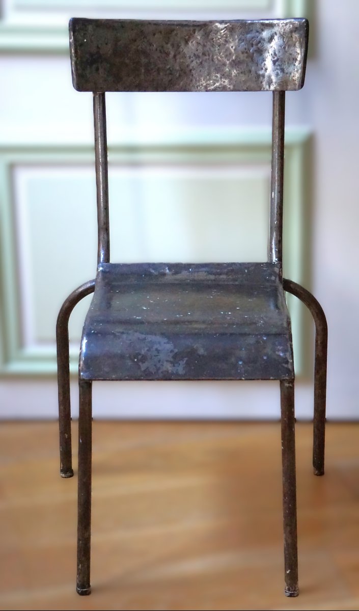 Four Industrial Metal Chairs From The 30s And 50s-photo-4