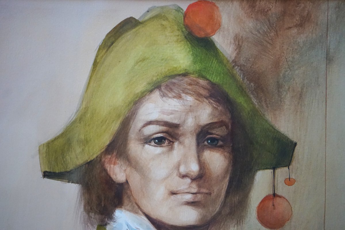 FIGURE D’ARLEQUIN, ÉTUDE POÉTIQUE / ANDRÉ BERTRAND (1929-2003) / AQUARELLE -photo-4