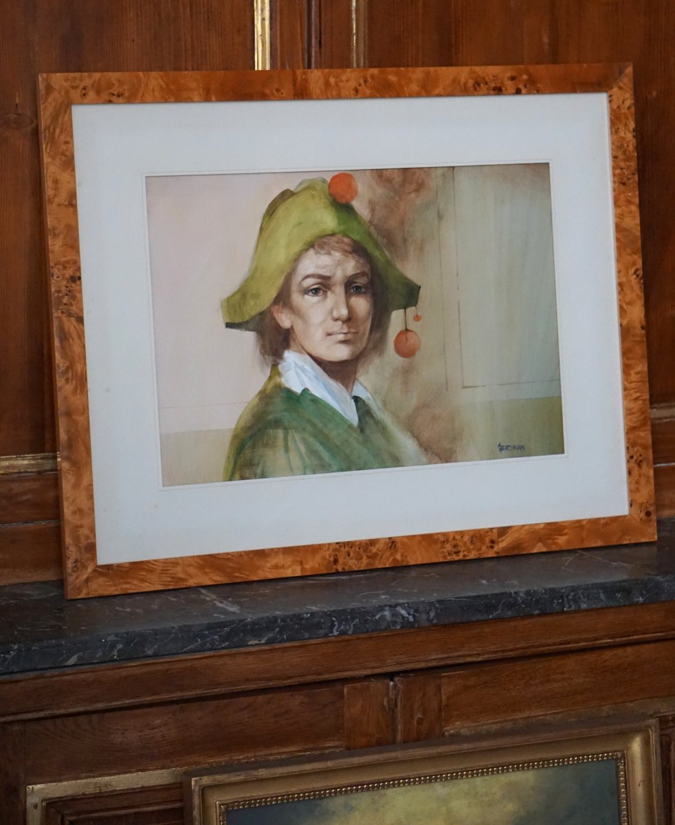 FIGURE D’ARLEQUIN, ÉTUDE POÉTIQUE / ANDRÉ BERTRAND (1929-2003) / AQUARELLE -photo-7