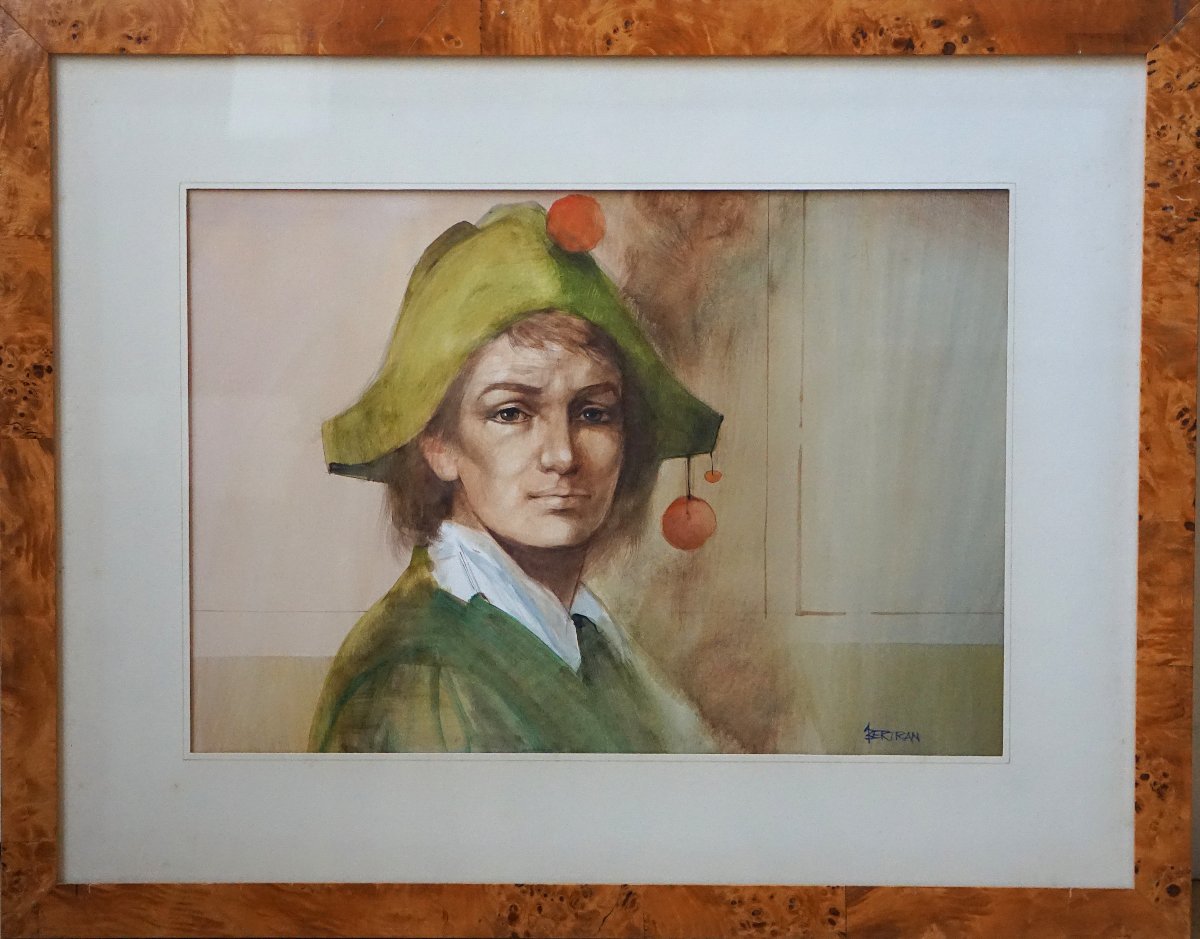 FIGURE D’ARLEQUIN, ÉTUDE POÉTIQUE / ANDRÉ BERTRAND (1929-2003) / AQUARELLE -photo-8