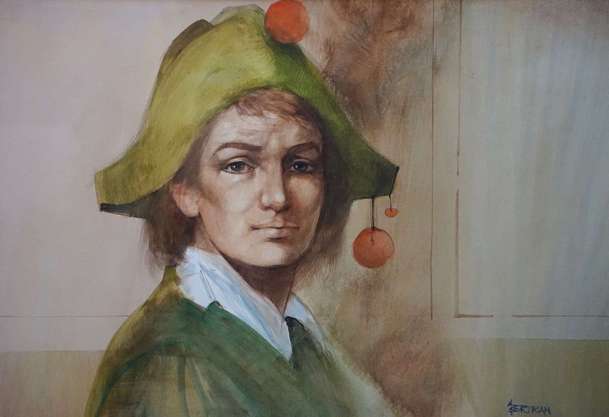 FIGURE D’ARLEQUIN, ÉTUDE POÉTIQUE / ANDRÉ BERTRAND (1929-2003) / AQUARELLE 