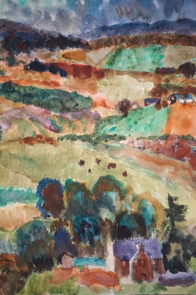 HIGHLAND CROFTS 1949 /  PAYSAGE ÉCOSSAIS MAJEUR PAR W.G. GILLIES (1898-1973)-photo-1