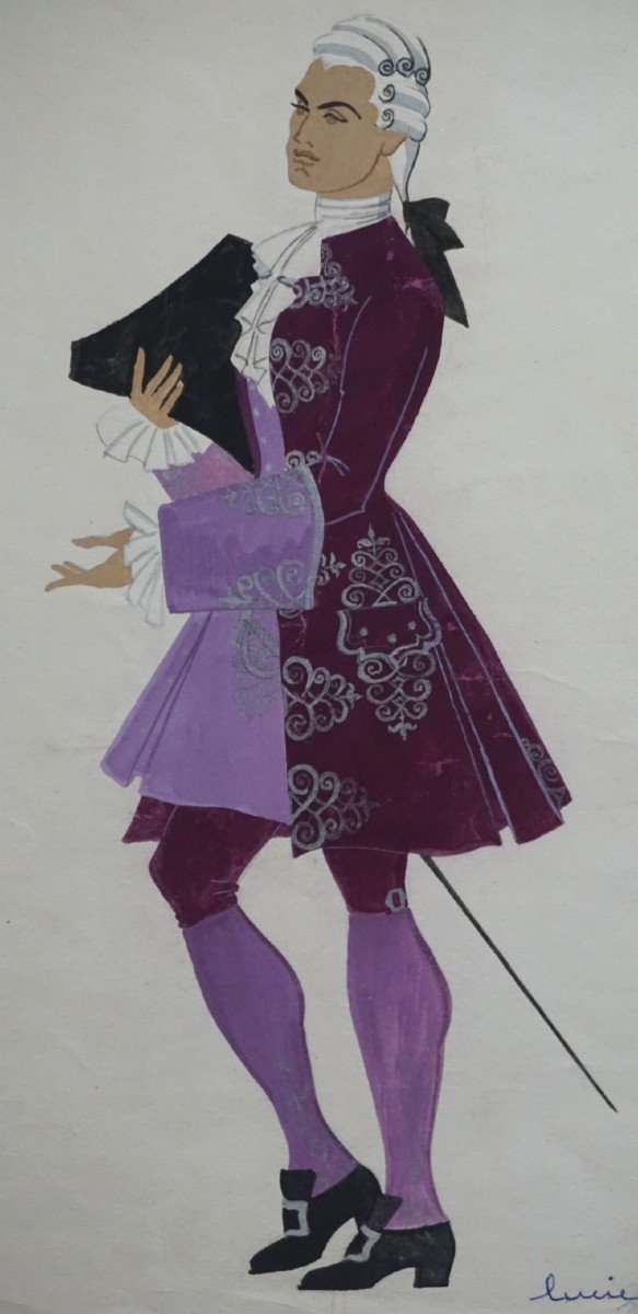 PAIRE DE GOUACHES DE THÉÂTRE PAR LUCIEN BERTAUX (1905-1971) – COLLECTION CHRISTIAN GIUDICELLI-photo-3