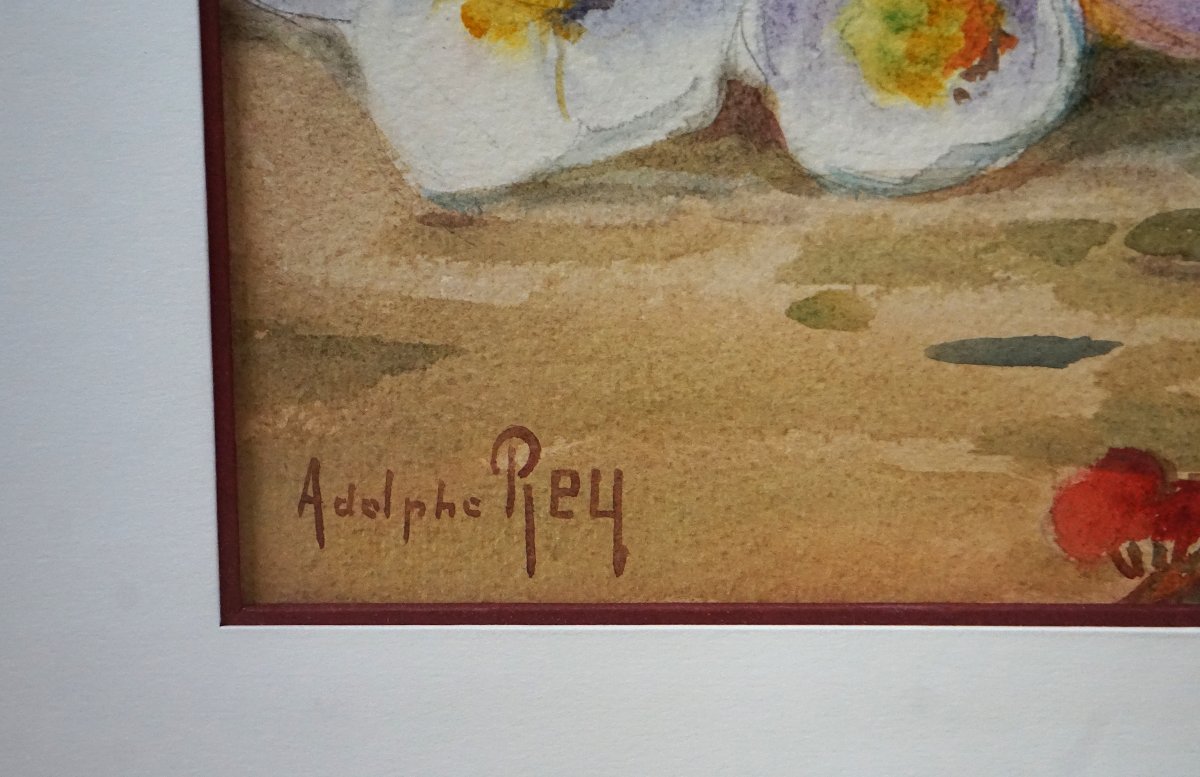 ADOLPHE REY (1863-1944) / ÉCOLE DE MUROL (Auvergne) / NATURE MORTE AUX FLEURS BLANCHES -photo-2