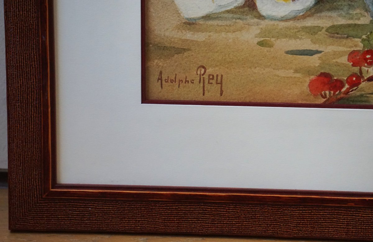 ADOLPHE REY (1863-1944) / ÉCOLE DE MUROL (Auvergne) / NATURE MORTE AUX FLEURS BLANCHES -photo-3