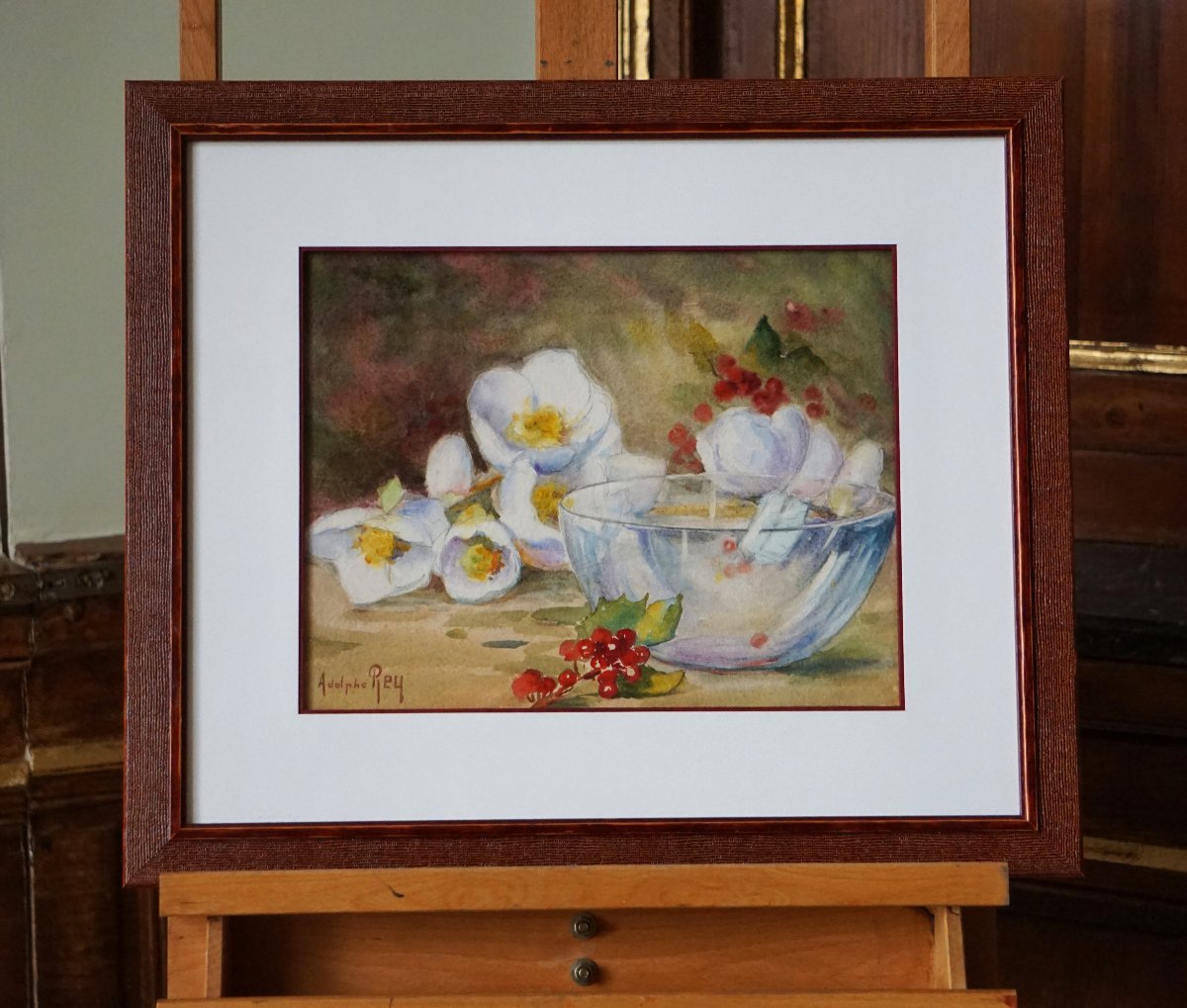 ADOLPHE REY (1863-1944) / ÉCOLE DE MUROL (Auvergne) / NATURE MORTE AUX FLEURS BLANCHES -photo-5