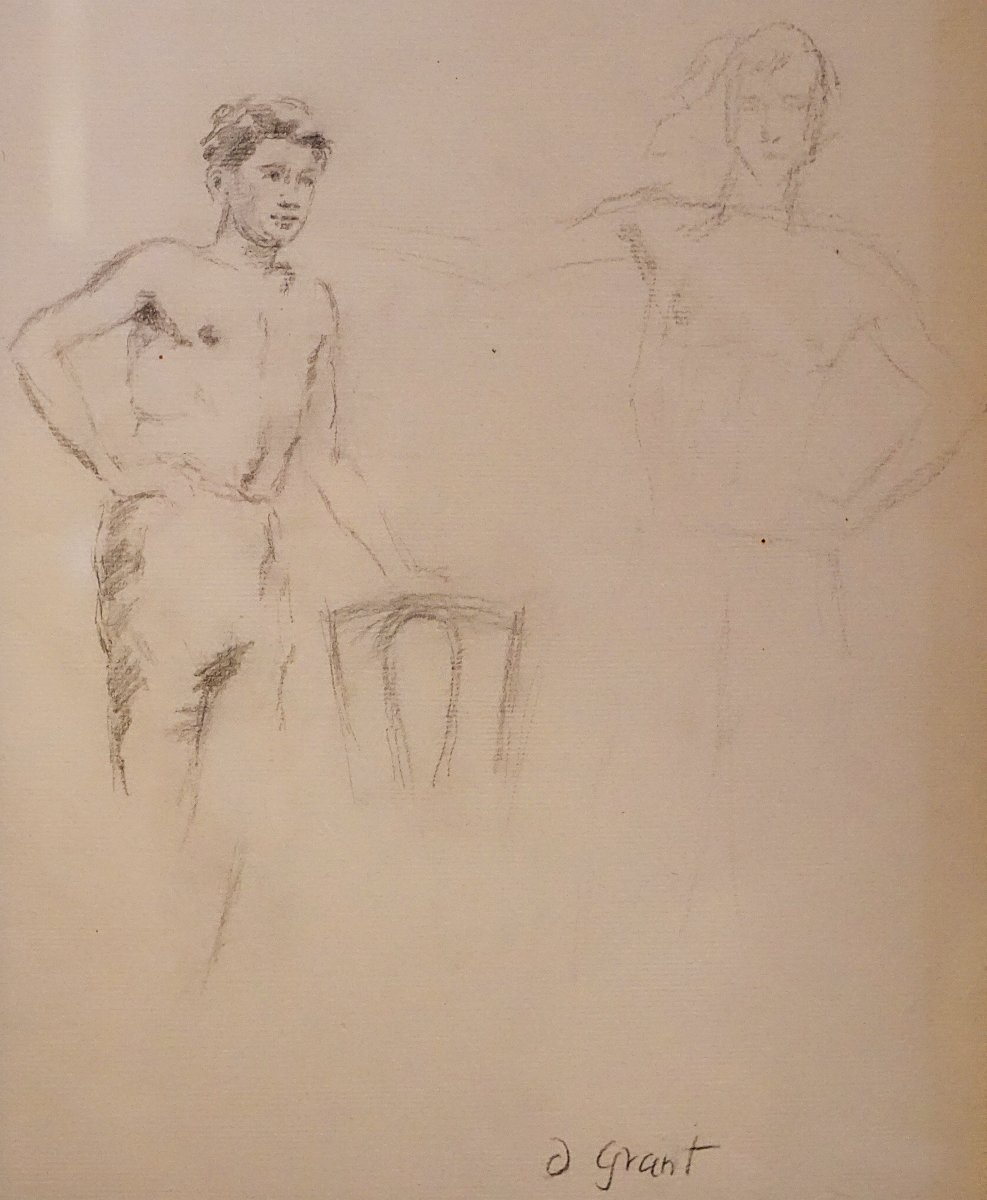 BLOOMSBURY GROUP / DUNCAN GRANT (1885-1978) / DEUX JEUNES HOMMES / ÉTUDE AU FUSAIN-photo-3