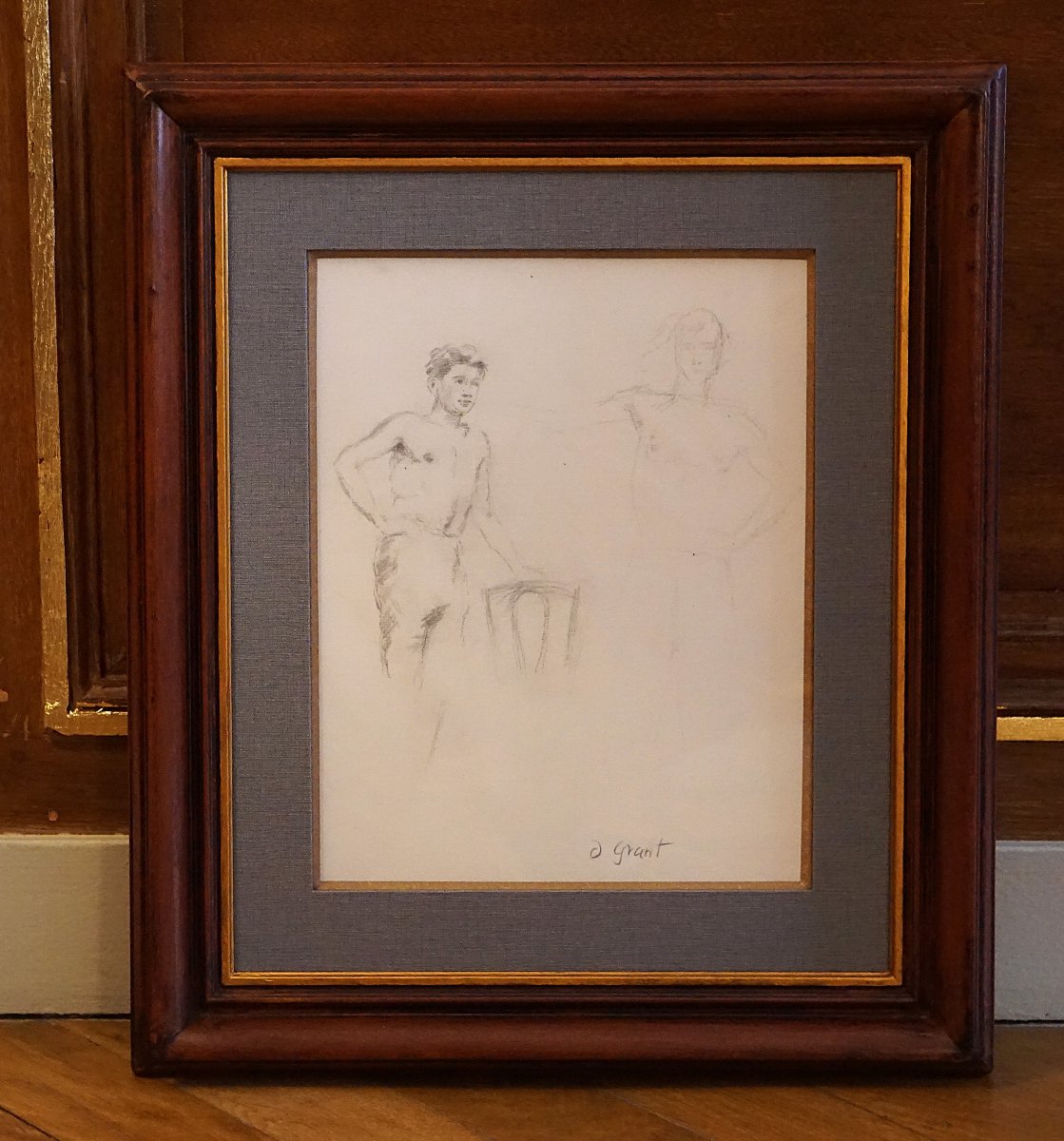 BLOOMSBURY GROUP / DUNCAN GRANT (1885-1978) / DEUX JEUNES HOMMES / ÉTUDE AU FUSAIN-photo-4