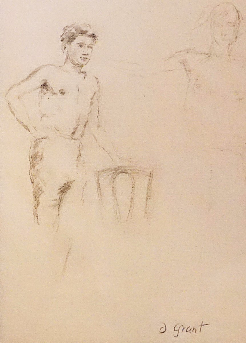 BLOOMSBURY GROUP / DUNCAN GRANT (1885-1978) / DEUX JEUNES HOMMES / ÉTUDE AU FUSAIN-photo-5