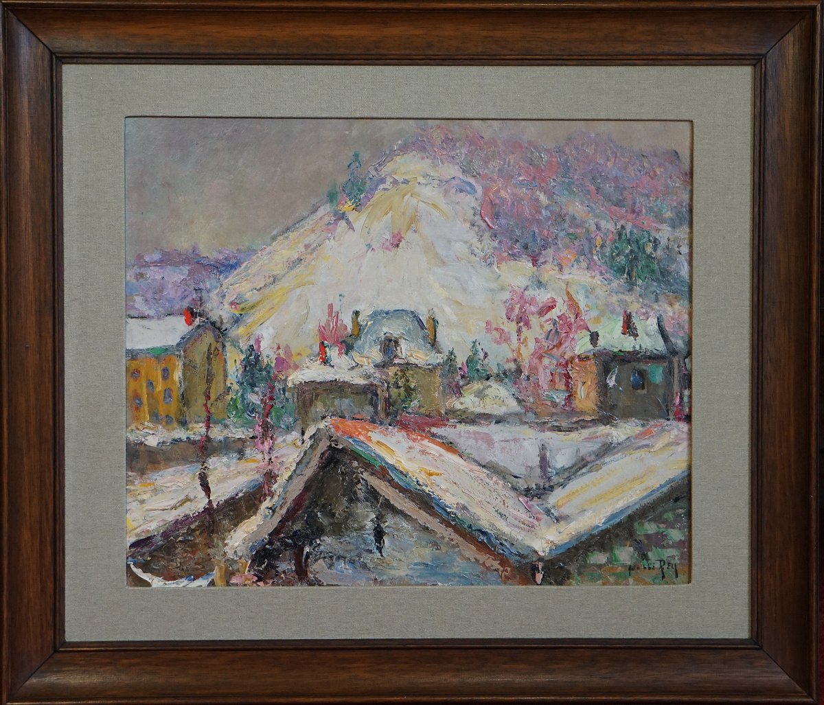 école De Murol / Winter Landscape / Adolphe Rey (1863-1844) / Oil On Cardboard-photo-4