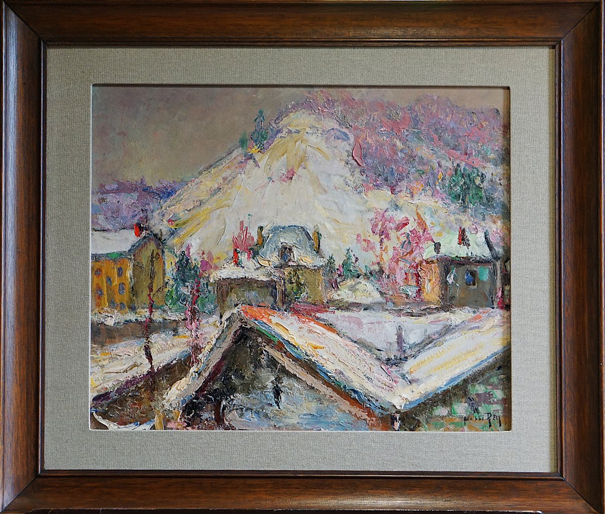 école De Murol / Winter Landscape / Adolphe Rey (1863-1844) / Oil On Cardboard-photo-6