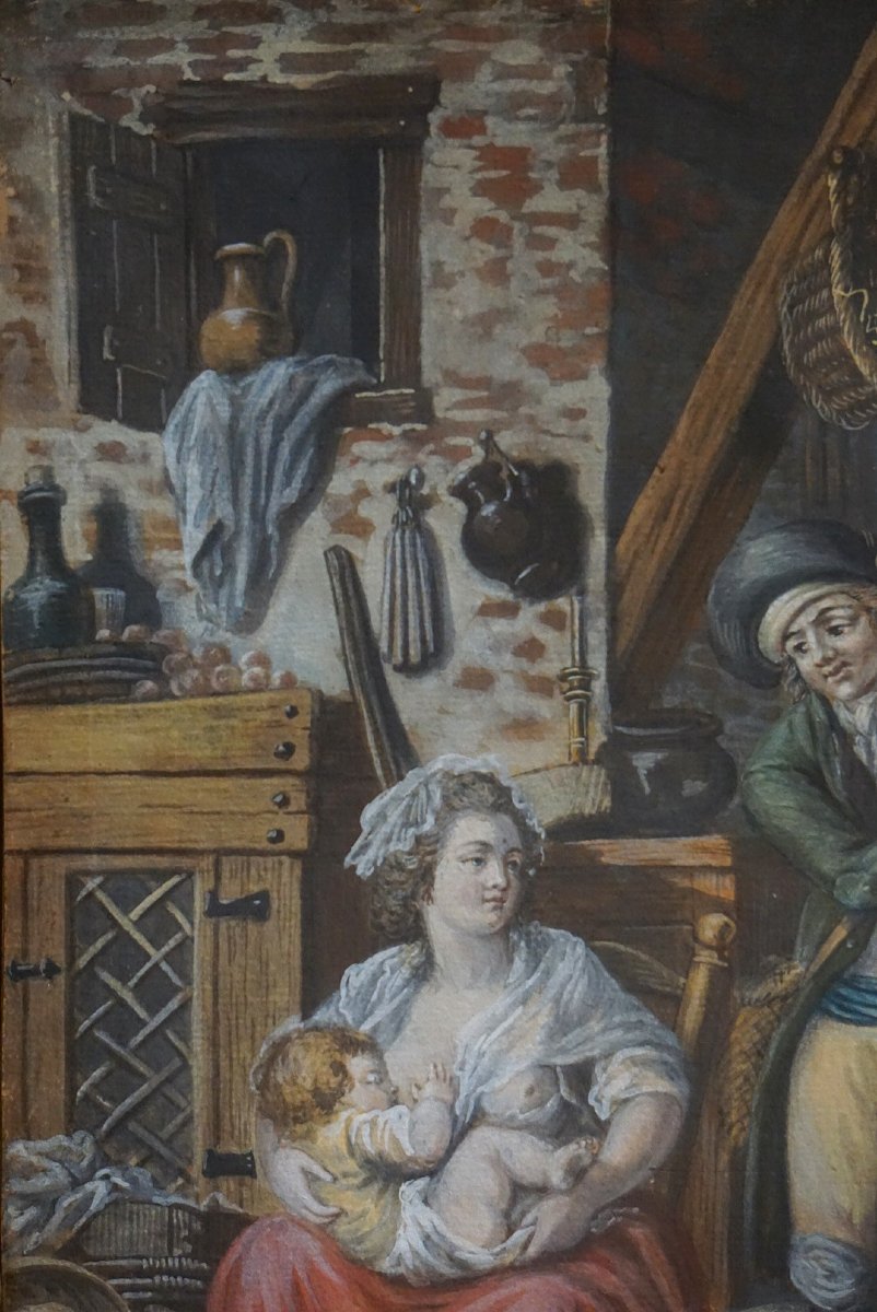 Interior Of An 18th-century Country House / Gouache And Watercolor-photo-3