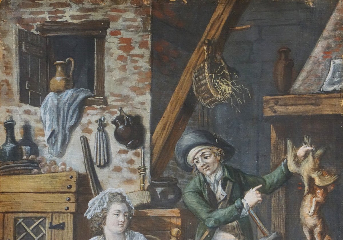 Interior Of An 18th-century Country House / Gouache And Watercolor-photo-2