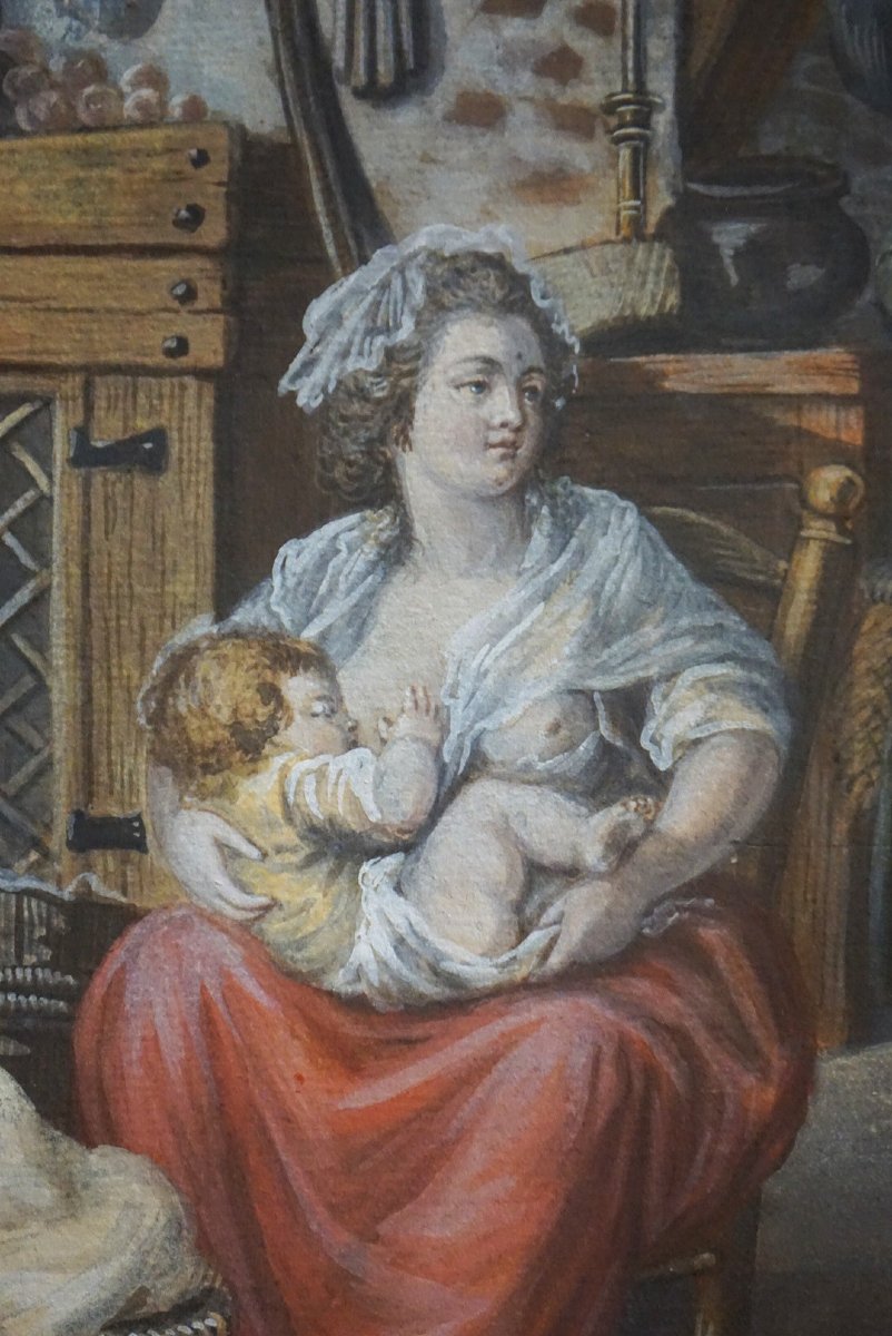 Interior Of An 18th-century Country House / Gouache And Watercolor-photo-4