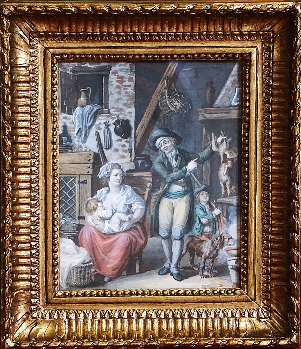 Interior Of An 18th-century Country House / Gouache And Watercolor