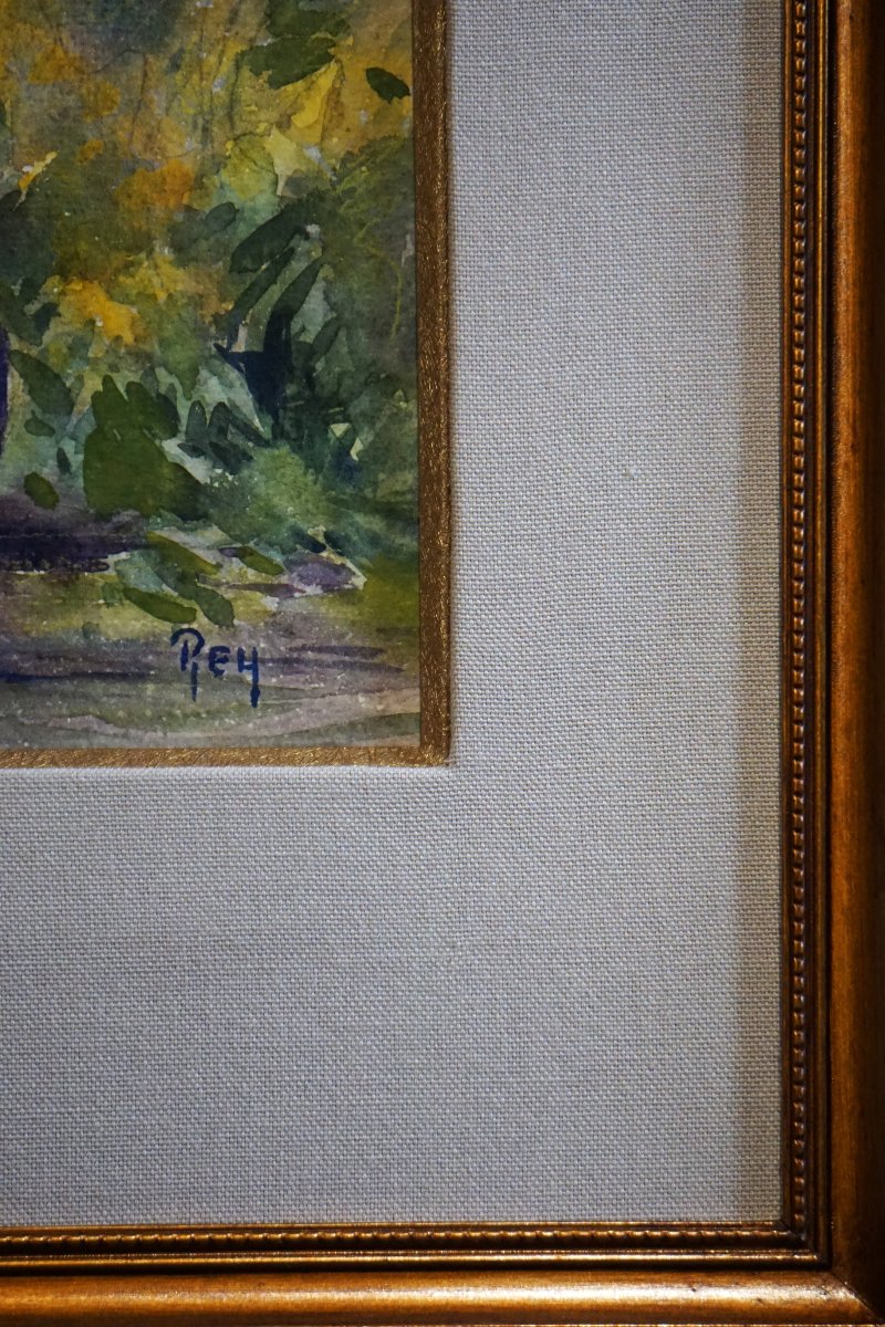 ÉCOLE DE MUROL-AUVERGNE / ADOLPHE REY (1863-1944)  / BOUQUET DE MIMOSA AU VASE BLEU -photo-7