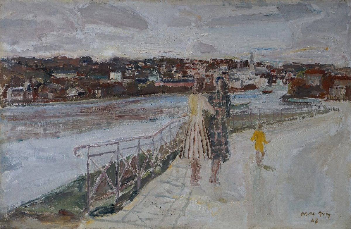 ÉDOUARD-GEORGES MAC AVOY (1905-1991) / PROMENADE SUR LES QUAIS, 1942 / hst