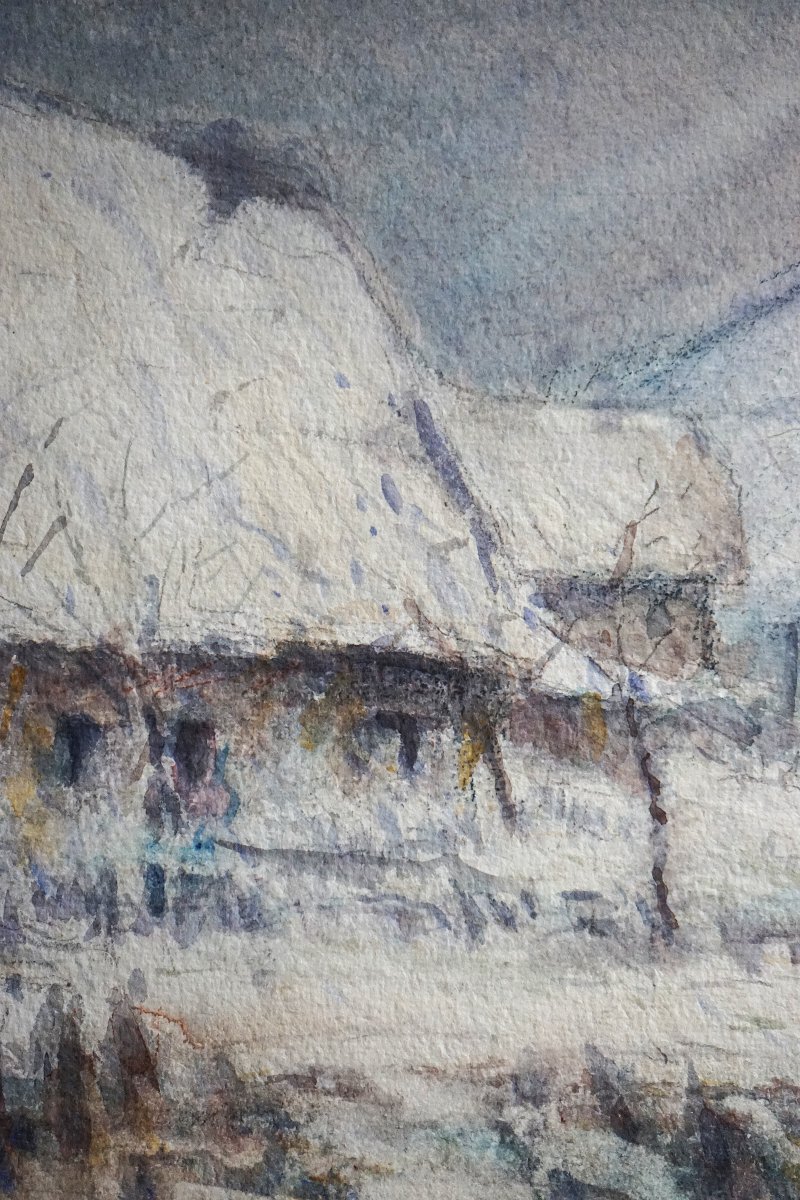 ÉCOLE DE MUROL - AUVERGNE / ADOLPHE REY (1863-1944) / PERSONNAGES DANS LE BLIZZARD -photo-3