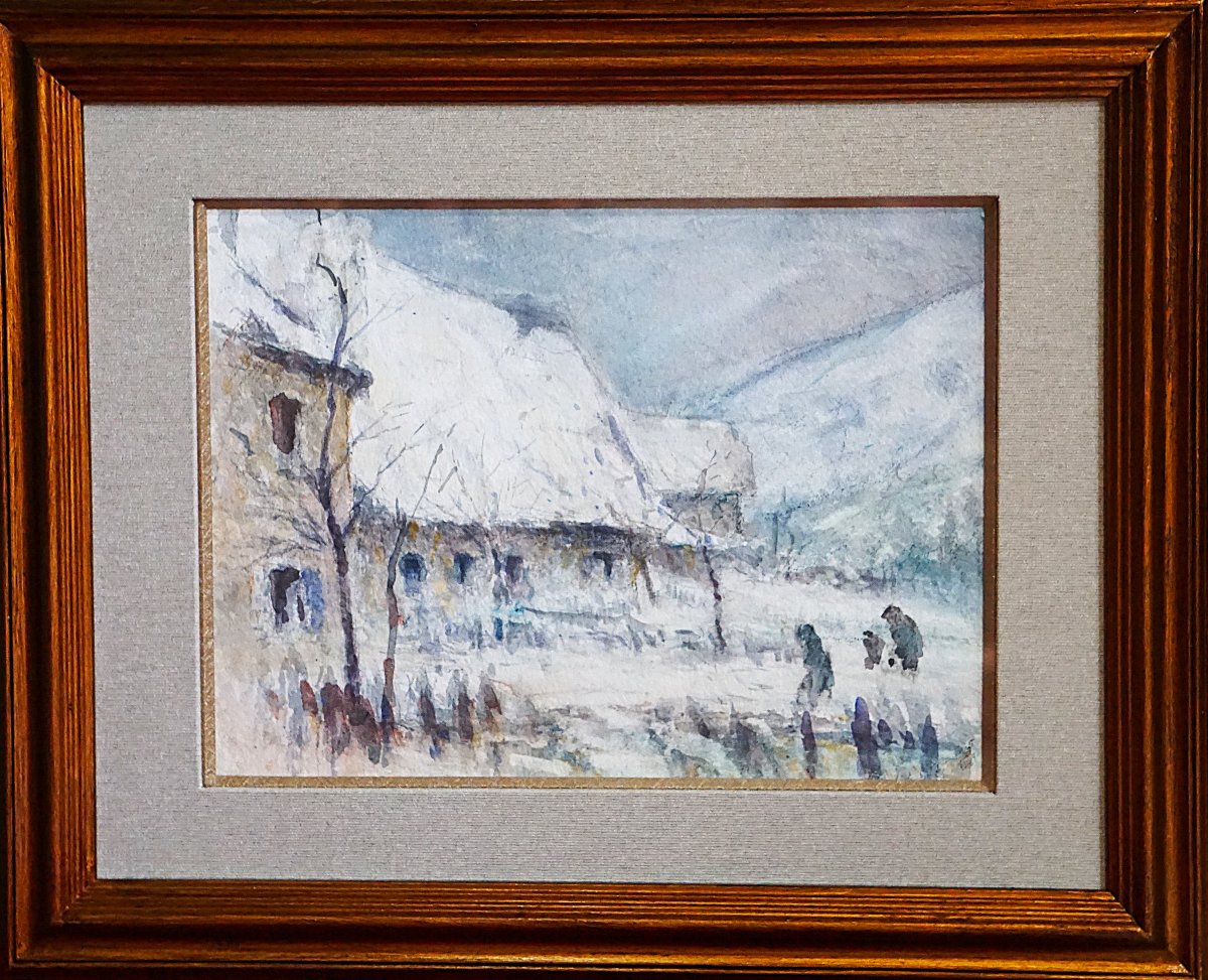 ÉCOLE DE MUROL - AUVERGNE / ADOLPHE REY (1863-1944) / PERSONNAGES DANS LE BLIZZARD -photo-7