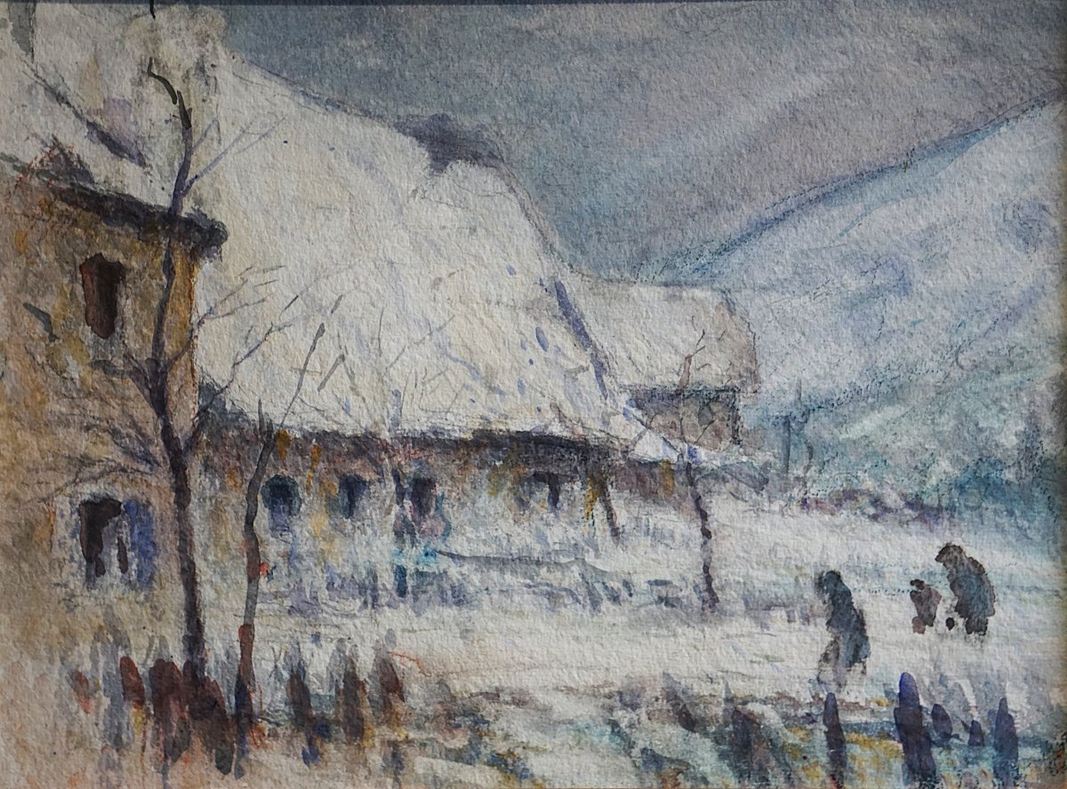 ÉCOLE DE MUROL - AUVERGNE / ADOLPHE REY (1863-1944) / PERSONNAGES DANS LE BLIZZARD 