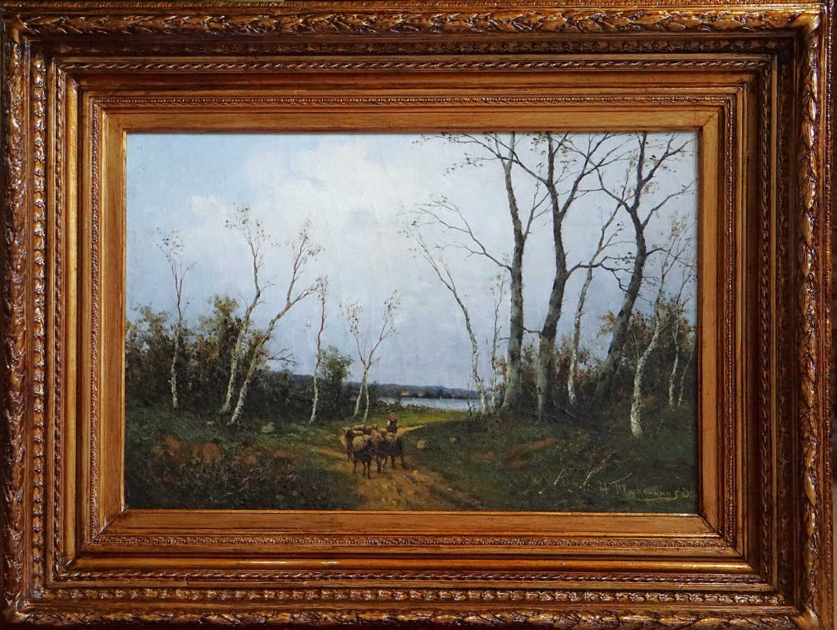 Heinz Flockenhauss (1856–1919) – The Herd Returns To The Lakeshore / Düsseldorf School