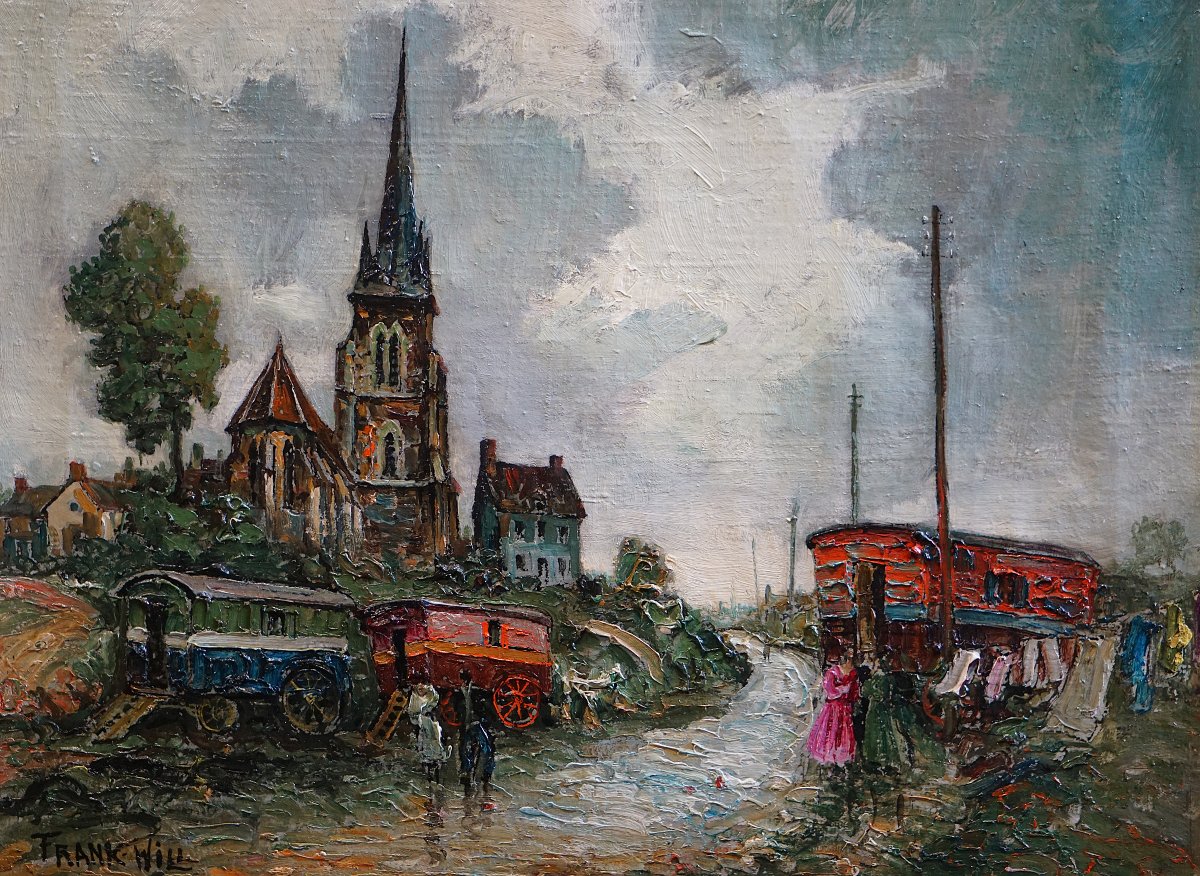 Frank Will (1900–1950) / Caravans Stopping In The Village / Ca. 1940 / Hst-photo-2