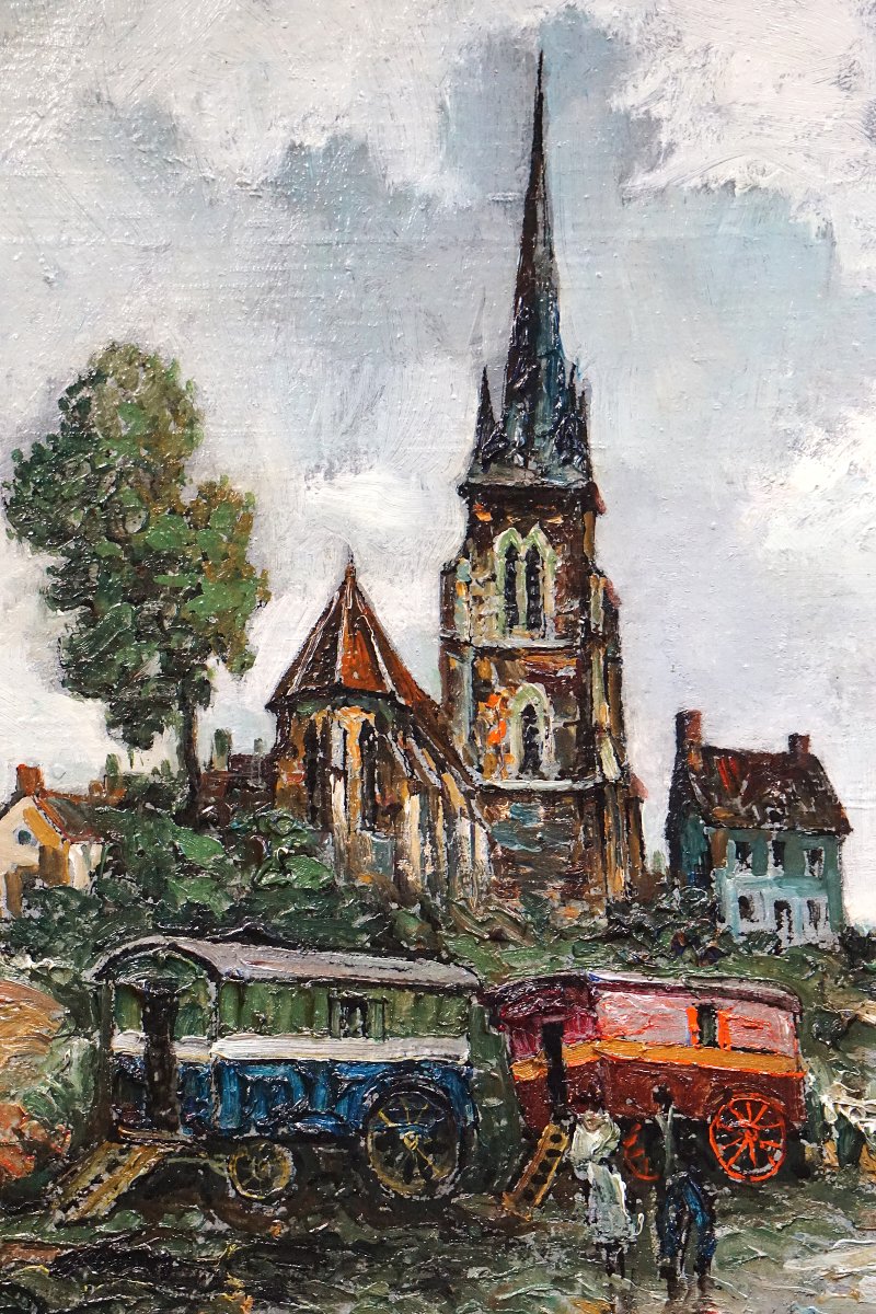 Frank Will (1900–1950) / Caravans Stopping In The Village / Ca. 1940 / Hst-photo-3