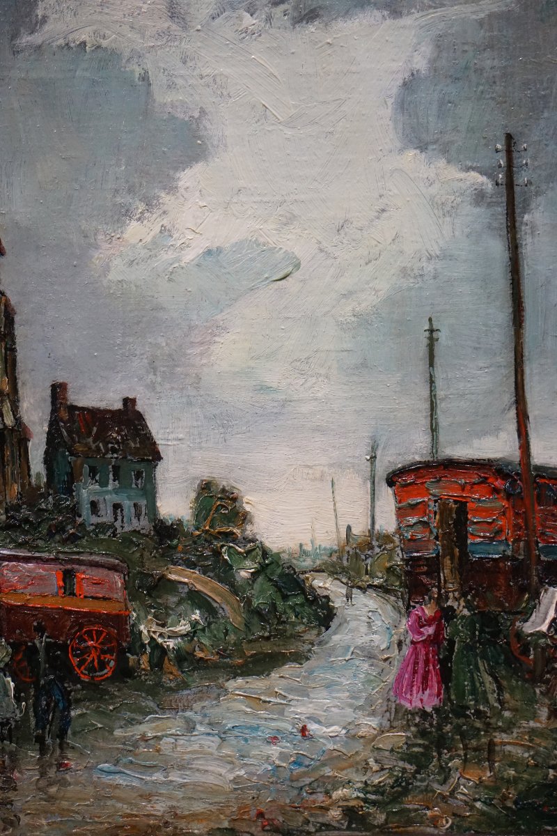 Frank Will (1900–1950) / Caravans Stopping In The Village / Ca. 1940 / Hst-photo-4